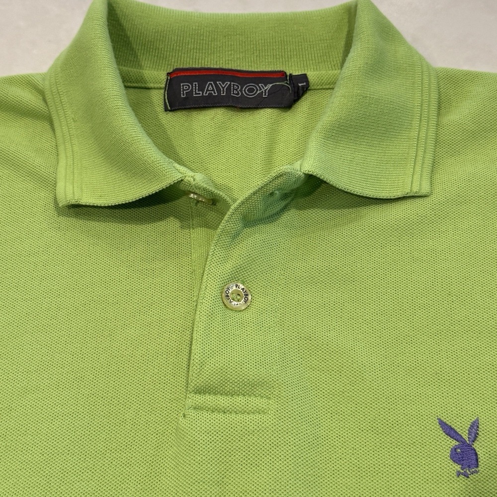 VINTAGE Playboy Polo Shirt Adult‎ Green 90s Y2K Golf Bunny Logo Mens